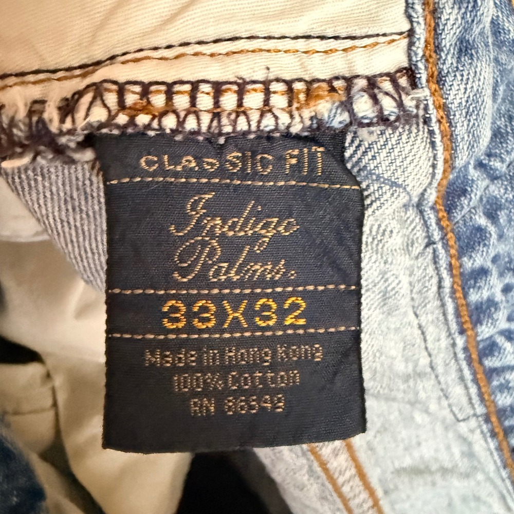 Indigo Palms Men's Classic Fit Jeans 33x32 Light Wash Straight Leg - Picture 4 of 5